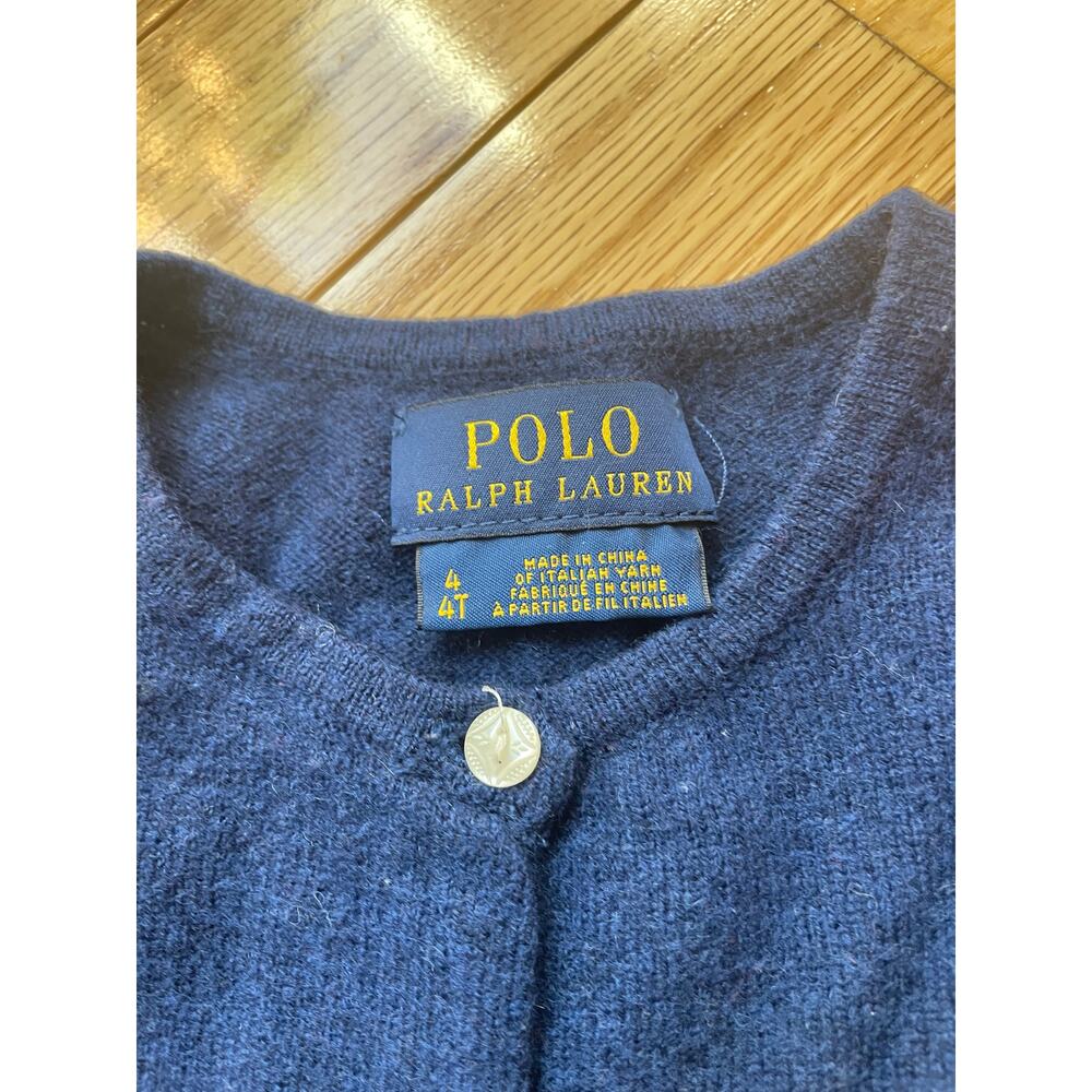 Ralph‎ Lauren Girl's Bow-Trim Cashmere Cardigan 4T Navy - Picture 5 of 5